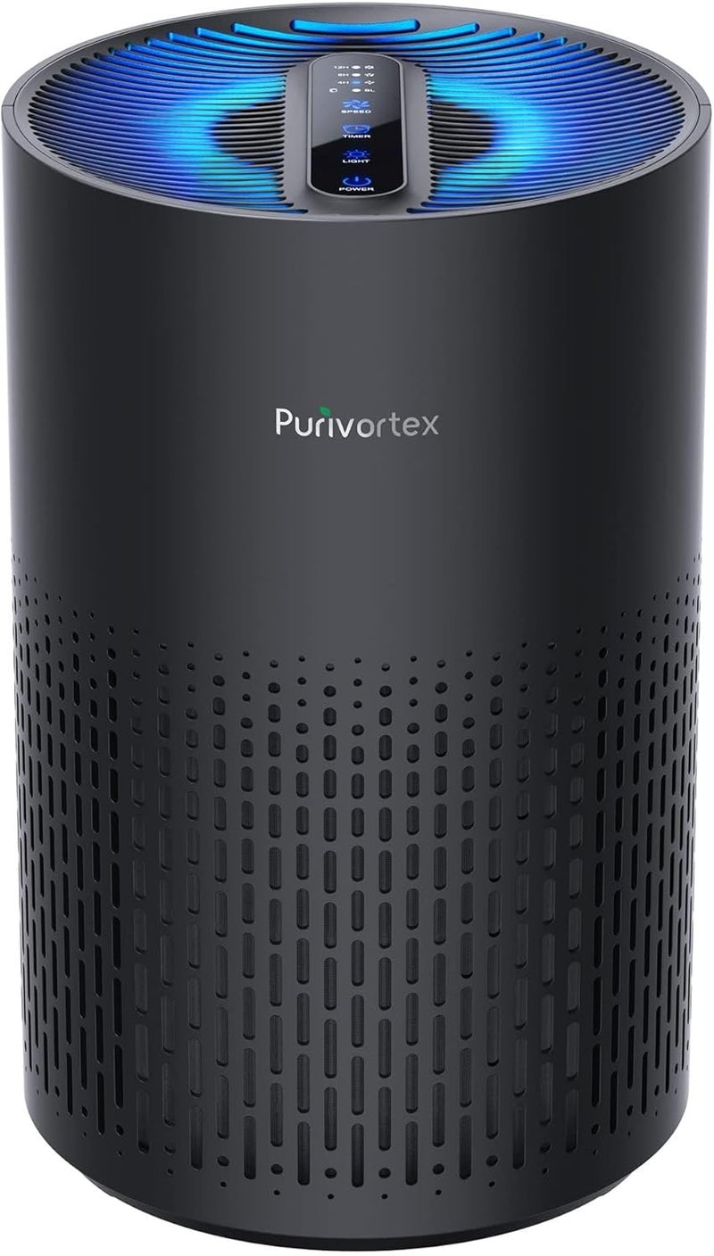 Purivortex Air Purifiers for Bedroom, Quiet Air Purifier with HEPA Filter for Pollen, Smoke, Dust, Pet Dander, Odor, Hair, Ozone Free, Covers Up to 880 Sq Ft, AC400 Black - Image 1